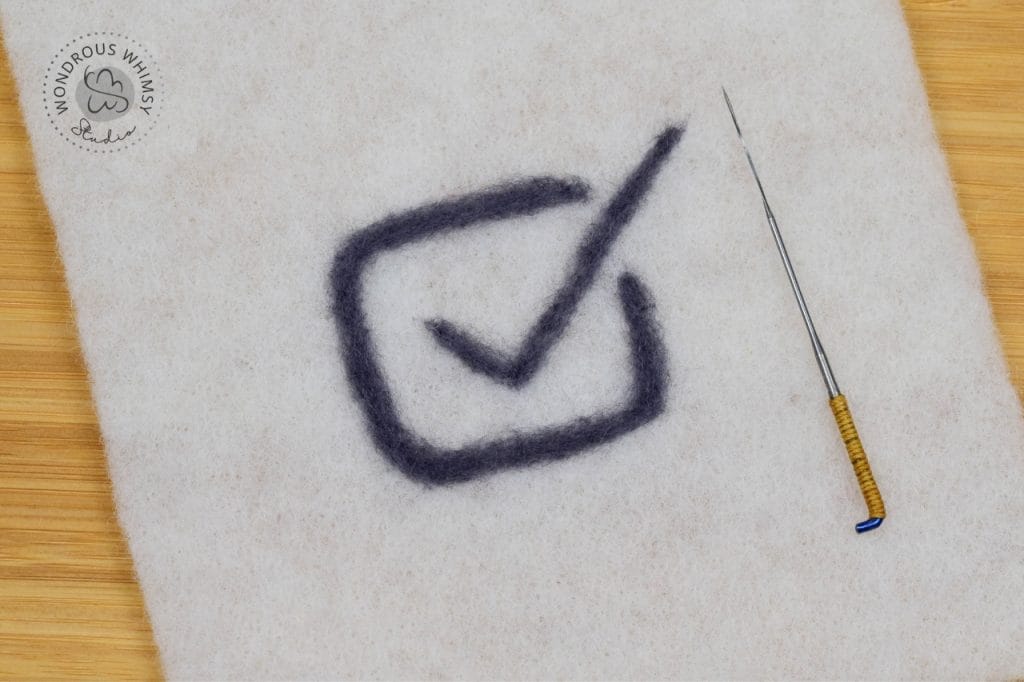Needle felted checkbox on 100% pre-felt